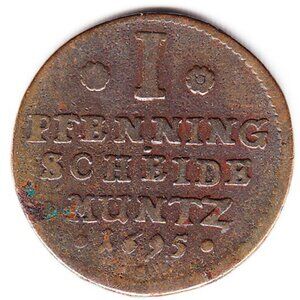 1695 Brunswick Luneburg (Germany) 1 Pfennig Coin (b202)